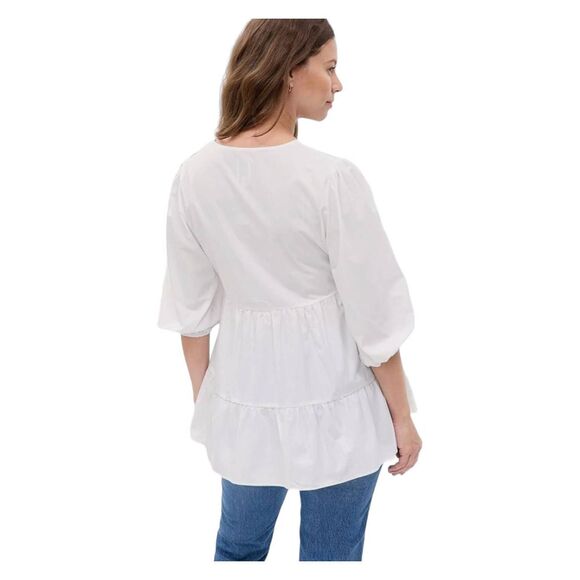 GAP NEW TAGS Maternity White Tiered Blouse Size Small - Picture 3 of 9